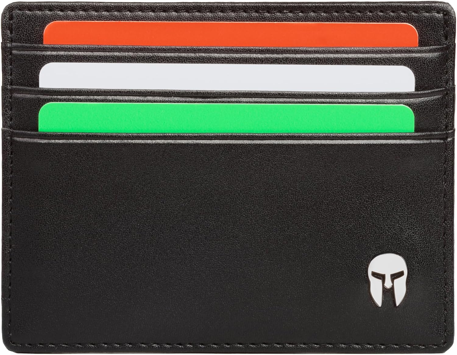 Porta Carte Credito Uomo con Protezione RFID, Portafoglio Slim Sottile Elegante con 6 Tasche per Tessere e 1 per Banconote - ARES (Nero)