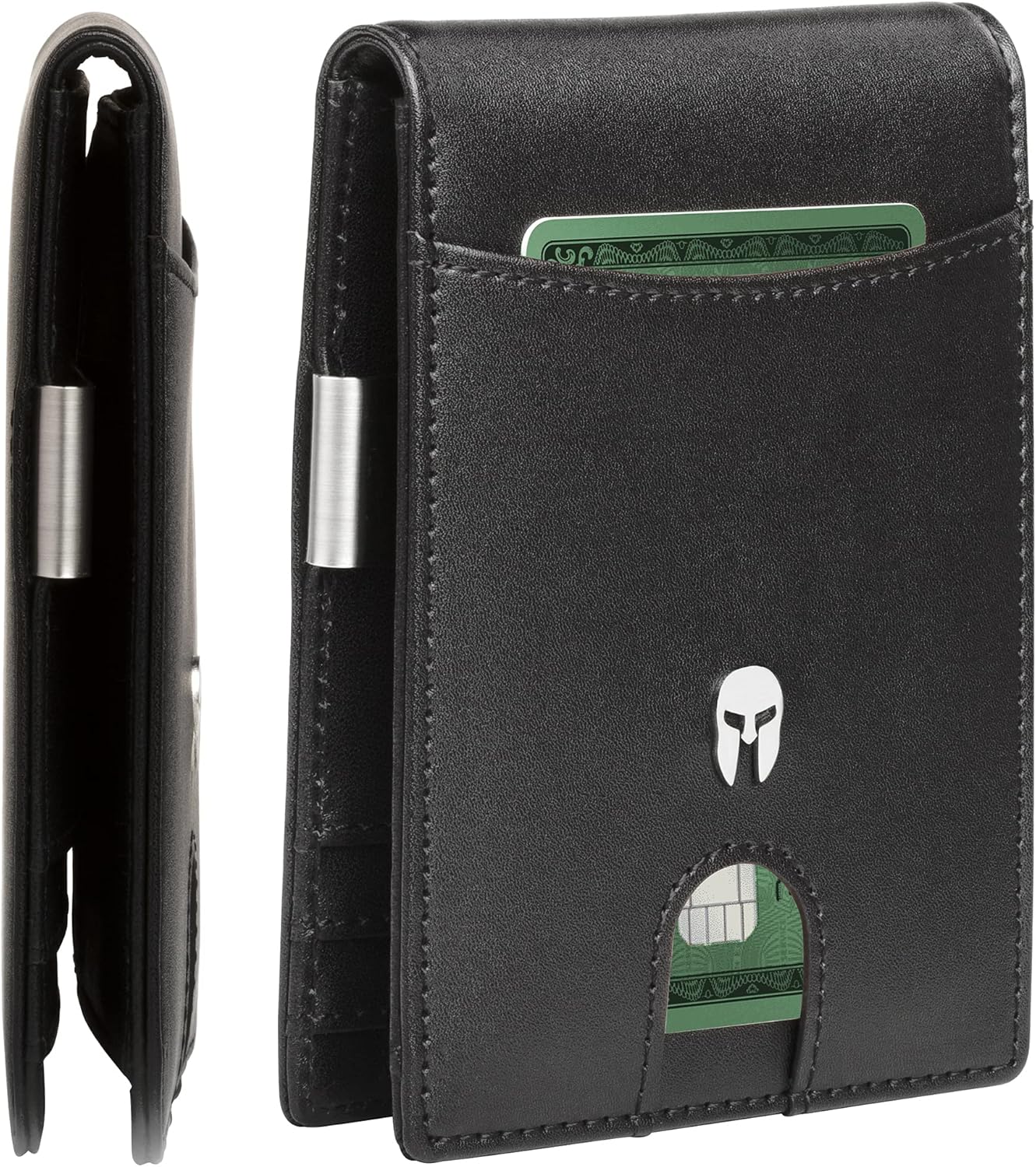 Portafoglio Uomo Slim con Protezione RFID, Porta Carte di Credito con Clip per Contanti, Portafogli Sottile Tascabile con Portamonete - ADE
