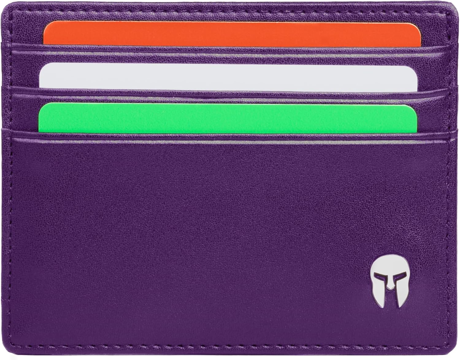 Porta Carte Credito Uomo con Protezione RFID, Portafoglio Slim Sottile Elegante con 6 Tasche per Tessere e 1 per Banconote - ARES (Viola)