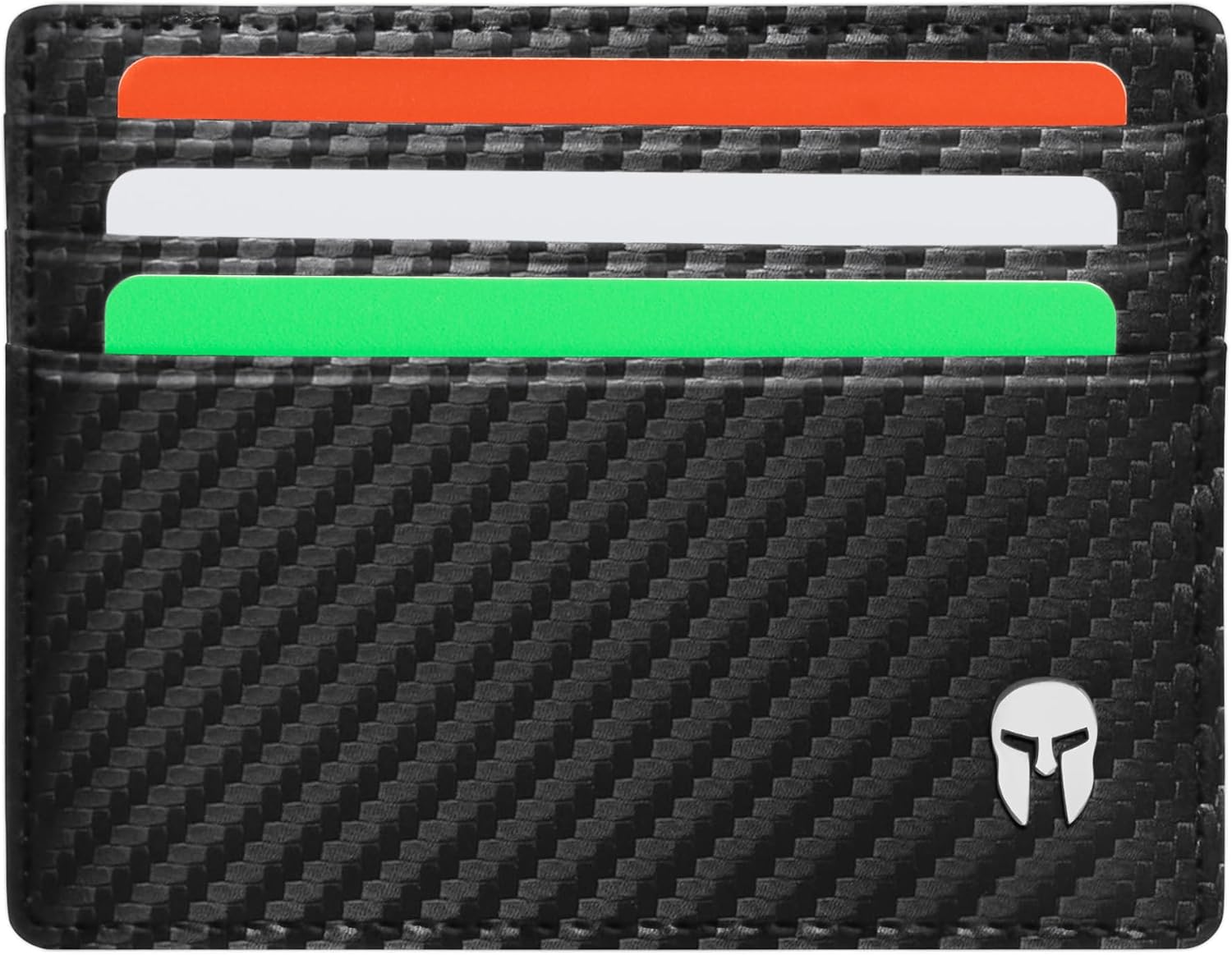 Porta Carte Credito Uomo con Protezione RFID, Portafoglio Slim Sottile Elegante con 6 Tasche per Tessere e 1 per Banconote - ARES (Carbonio)