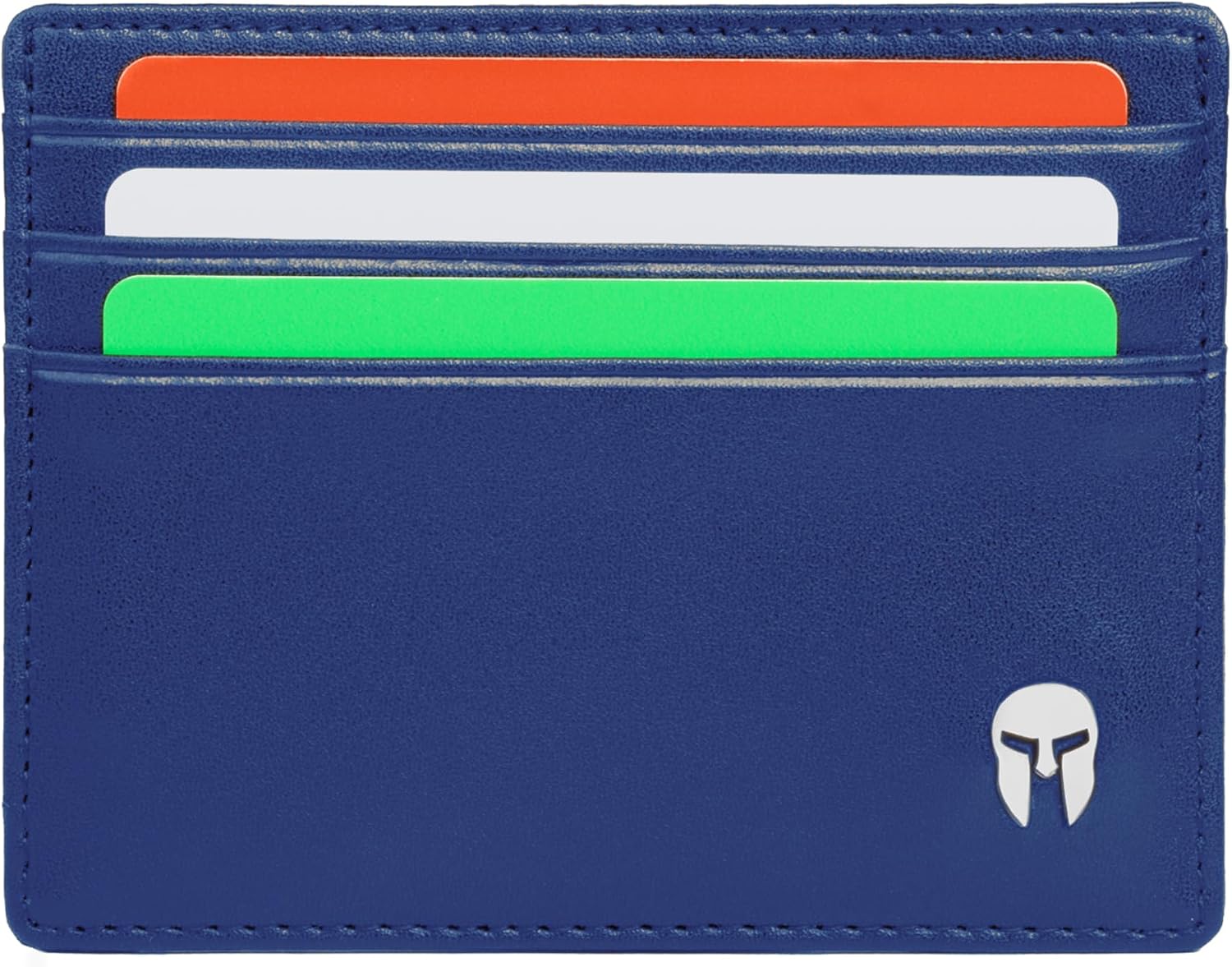 Porta Carte Credito Uomo con Protezione RFID, Portafoglio Slim Sottile Elegante con 6 Tasche per Tessere e 1 per Banconote - ARES (Blu)